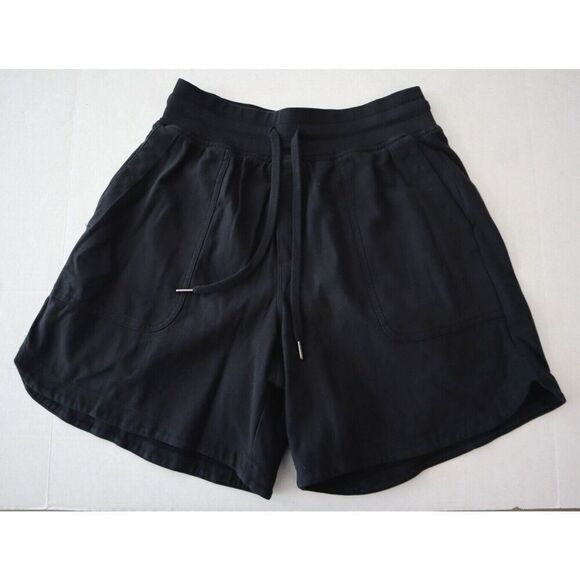 Athleta 798619-01 Women's Sz Small Black Farallon Cotton Blend Midi Shorts - Picture 1 of 10